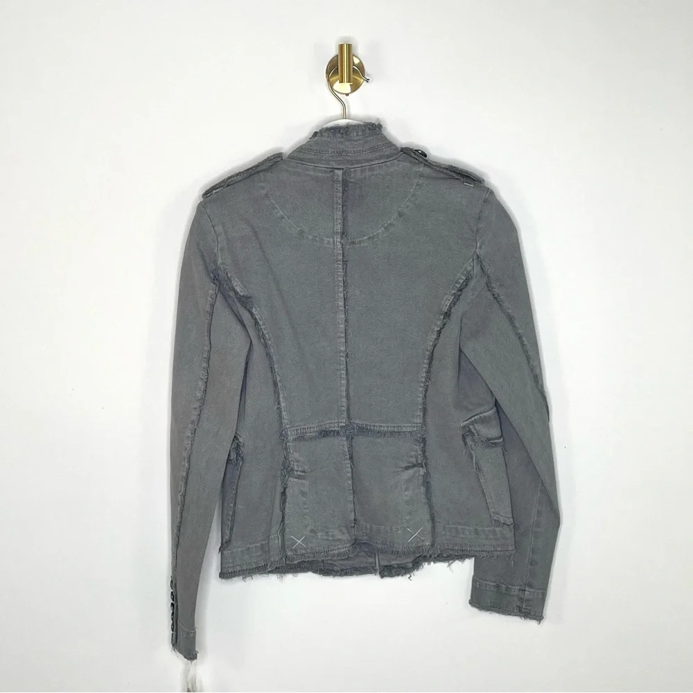 Jacket | Free People Military Denim Blazer in Deep Grey Pewter | Captains Jean - Picture 9 of 16